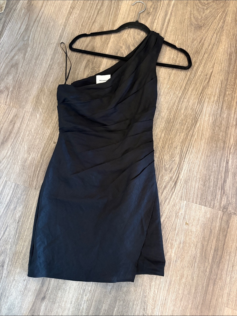 NWT Reformation BLACK LINEN CIRO MINI DRESS Size 4 - Picture 5 of 8